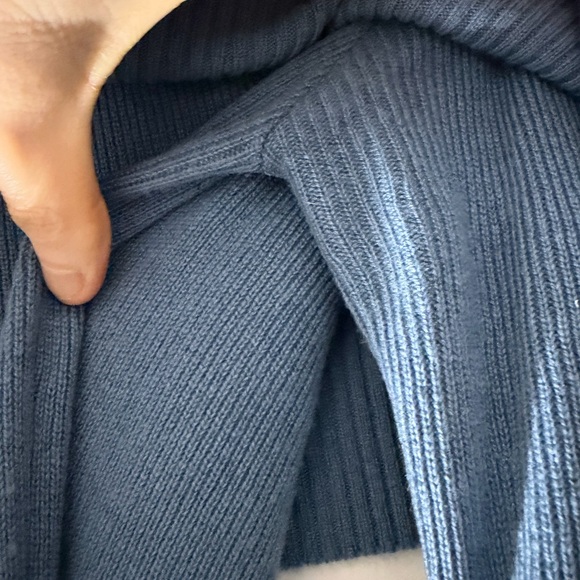 NAADAM Wool Cashmere Blend Off the Shoulder Midi Dress in Slate Blue Size XS - Picture 8 of 16